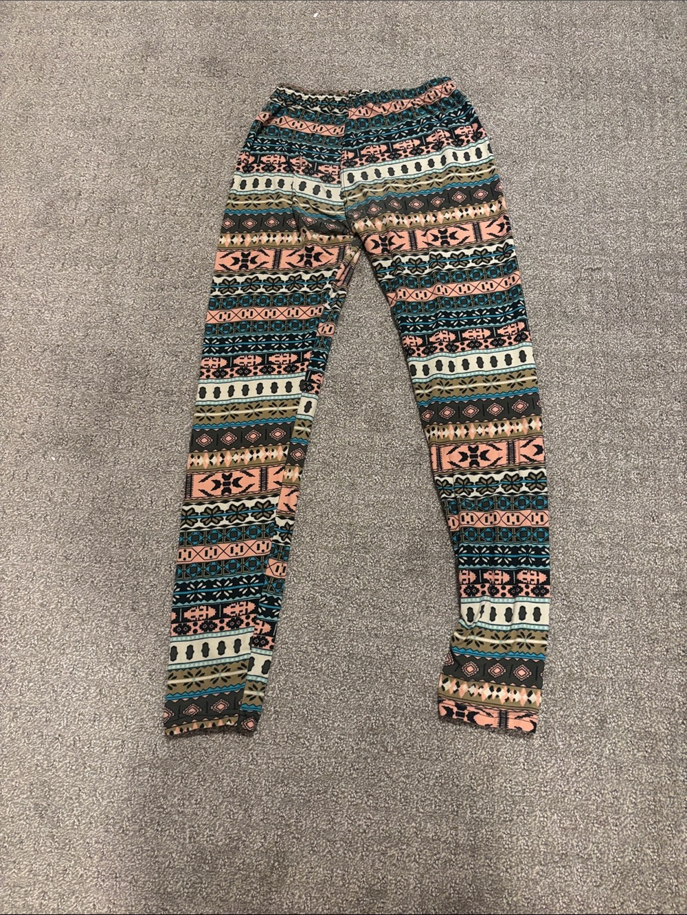 Always Pink, Teal & Cream Aztec-Style Kids Leggings